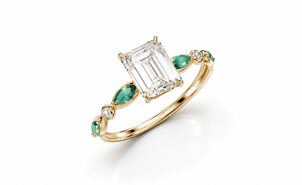 Thumbnail: 10 Karat Gold Solitaire/ 1.50ct Emerald / Green Sapphire/ Lab Grown