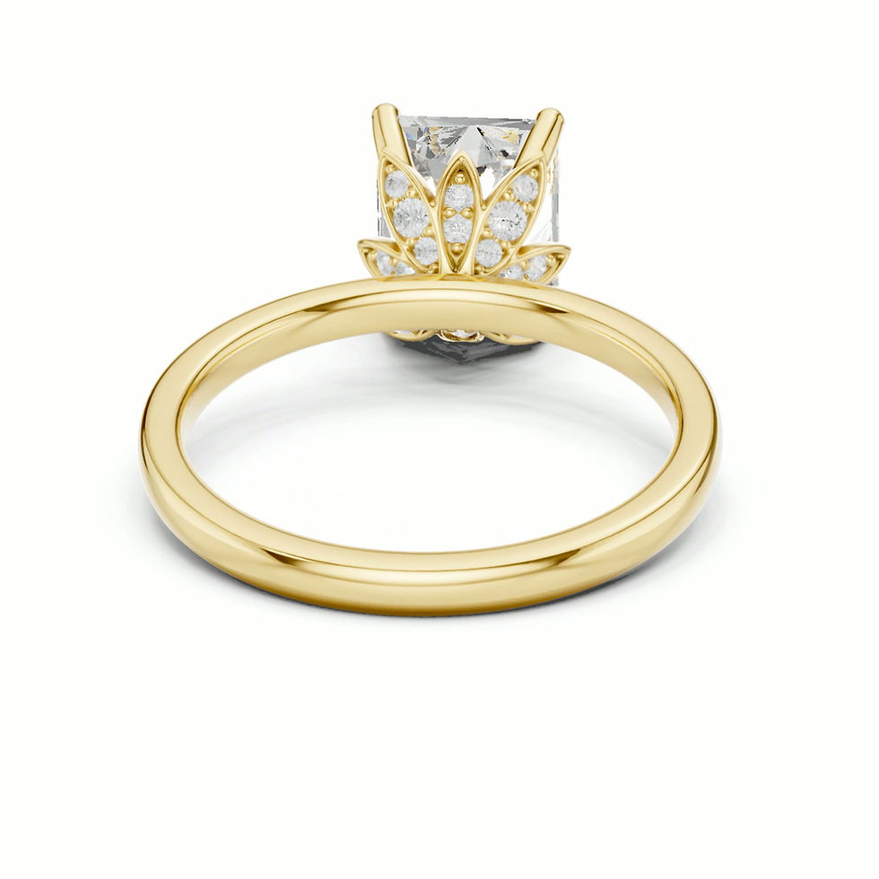Thumbnail: 360 video of Briar Radiant engagement ring in yellow gold, with hidden petal gallery pave setting