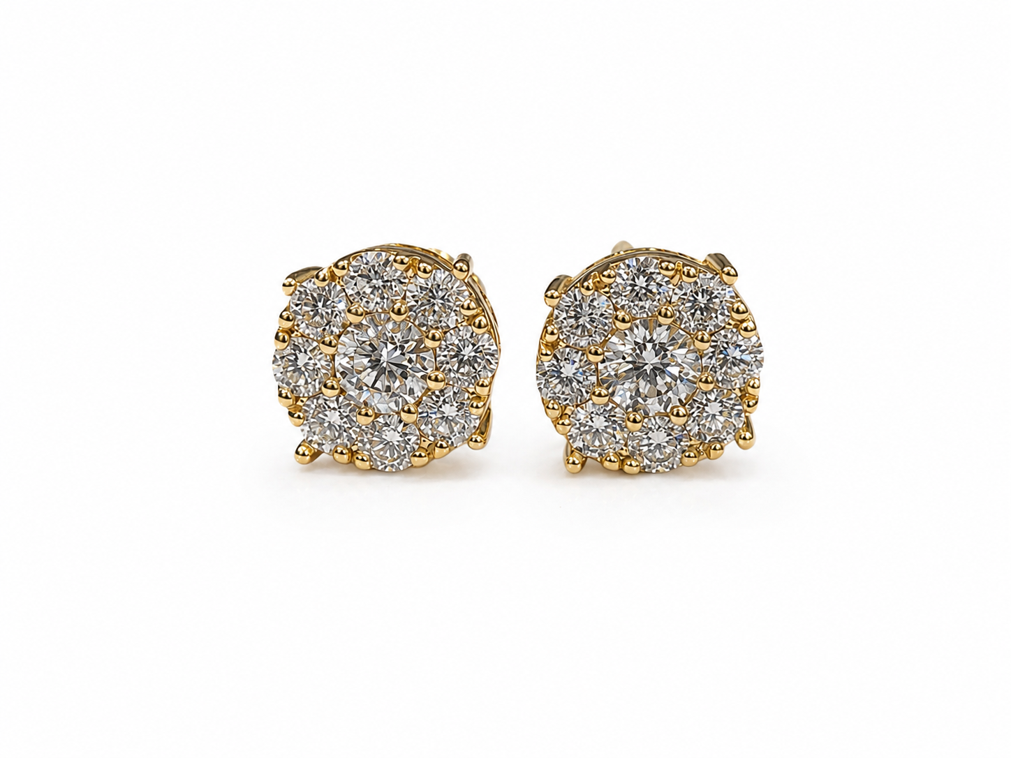 14 Karat Yellow Gold 1.50 CT Natural diamonds Earrings