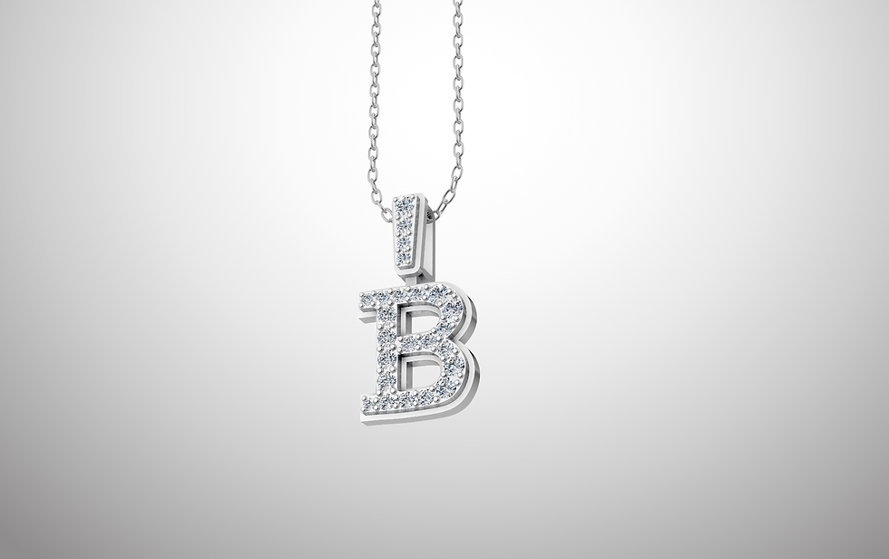 Thumbnail: Sterling Silver Lab Grown Diamond B  Pendant 0.35ctw VS-EF Clarity