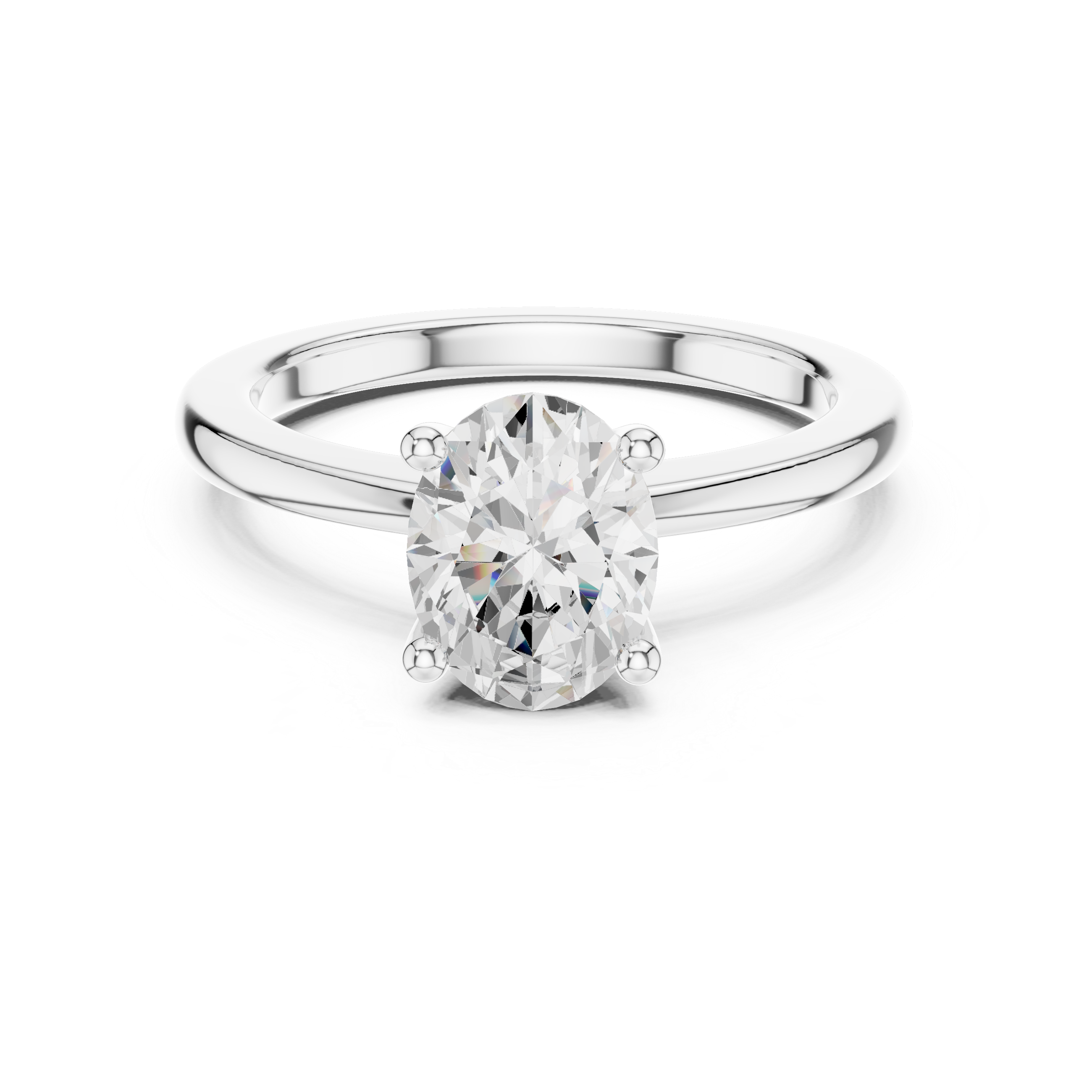 Front view of Galene Oval engagement ring in white gold solitaire setting