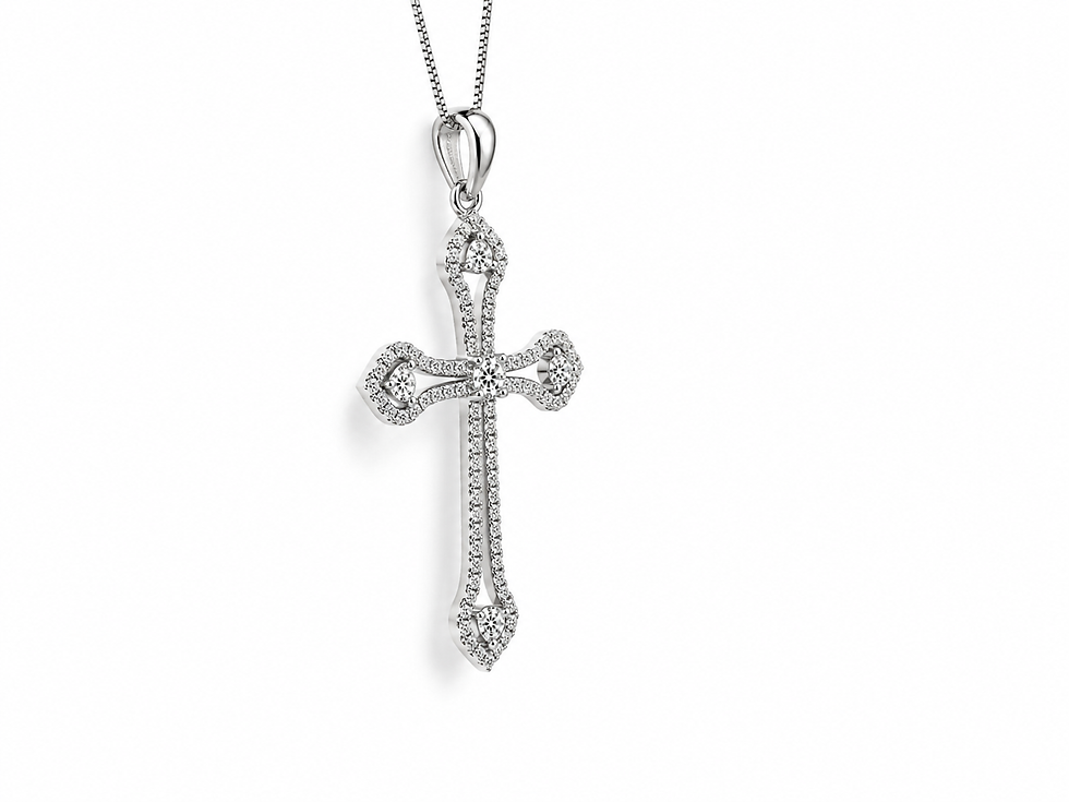 Thumbnail: 14 K White Gold Cross Pendant 0.65 ct Natural Diamonds