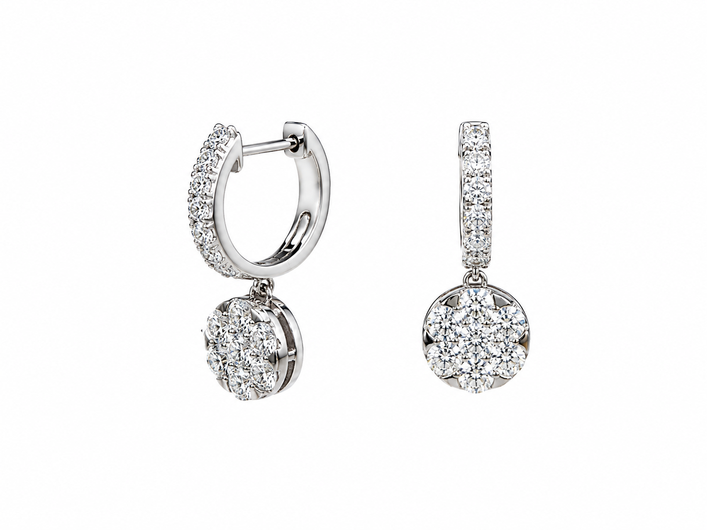 10 Karat Gold  2.00 CT VS Lab Grown Diamond Dangling Hoops.