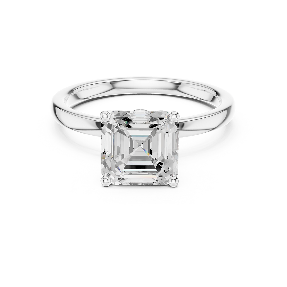 Front-facing view of Briar Asscher engagement ring with 2.00 CT Asscher cut lab-grown diamond in white gold solitaire setting