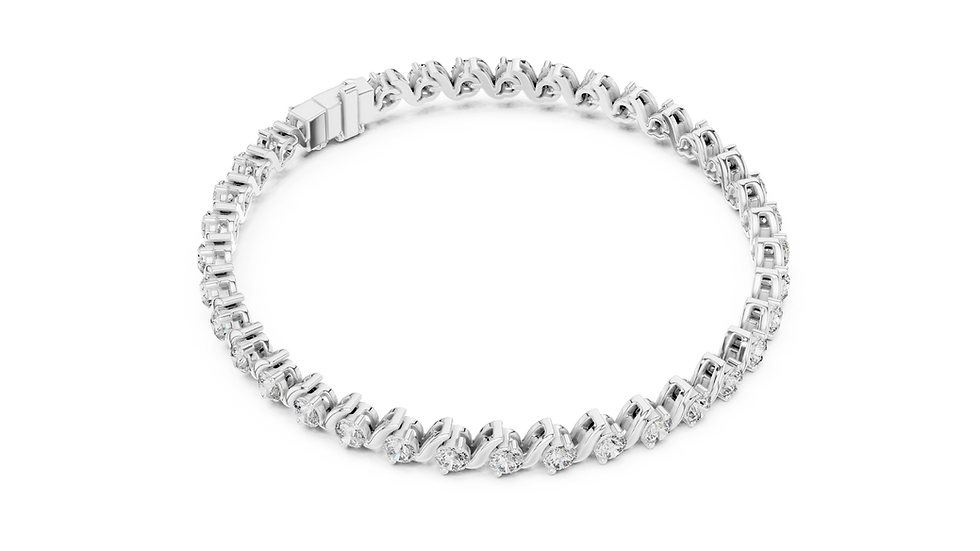 Thumbnail: S-Link Round Diamond Lab Grown Tennis Bracelet 3.6 CTW