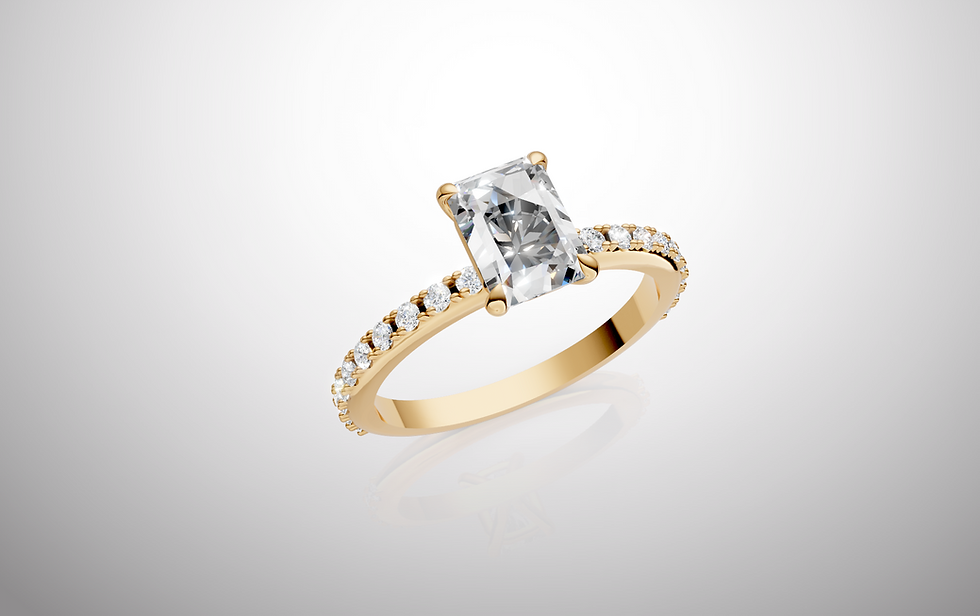 Thumbnail: 14K Gold Lab Grown Emerald Diamond Ring  1.0 Center, Total 1.25ctw VS-E