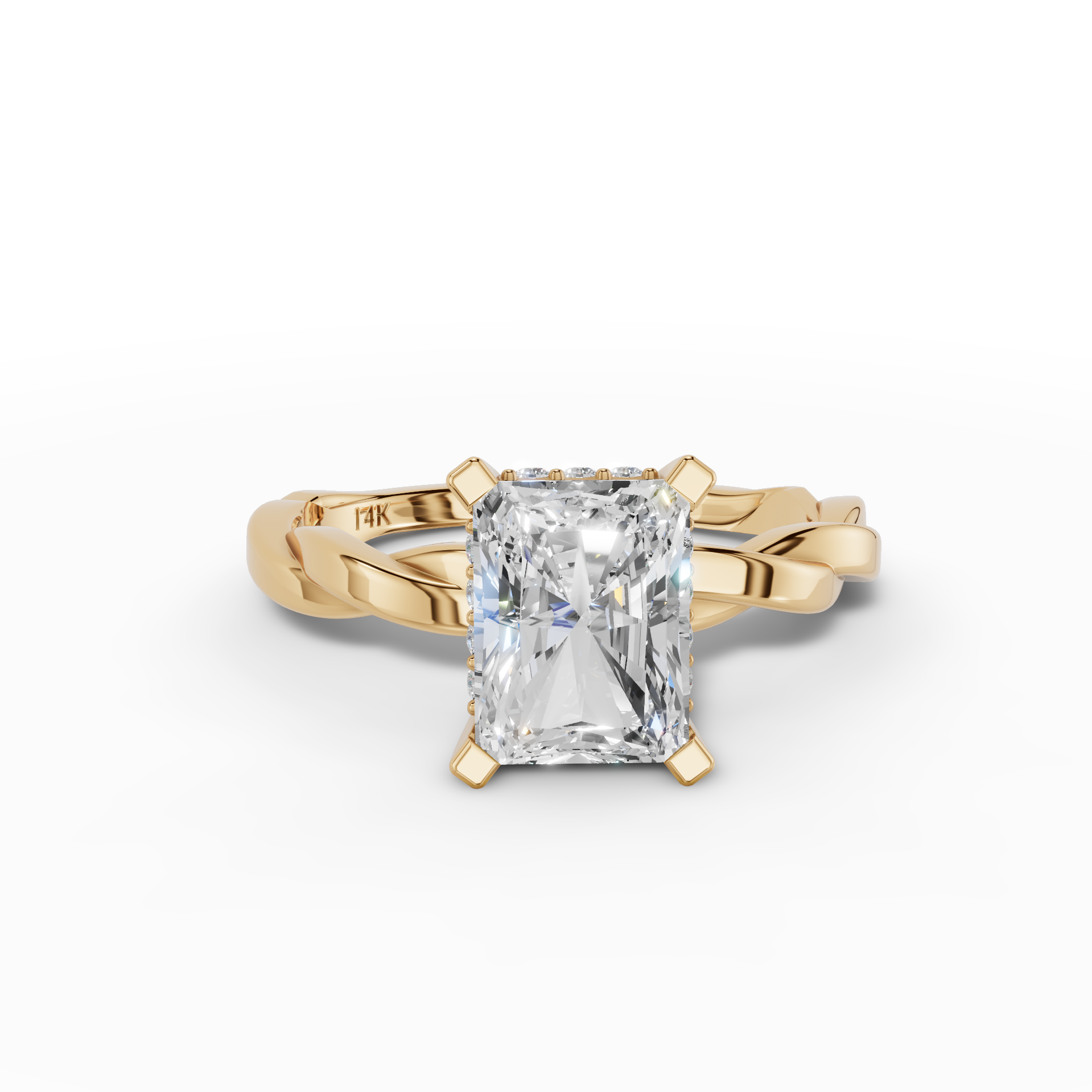 Entwine Radiant - Twisted Plain Gold Engagement Ring 2.00 CTW