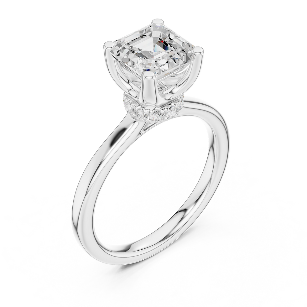 Petra Asscher white gold engagement ring at an angled view