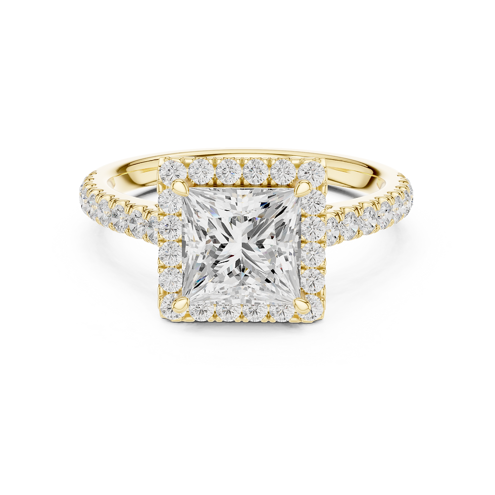 Thumbnail: Laurel Princess engagement ring in yellow gold, front-facing halo view