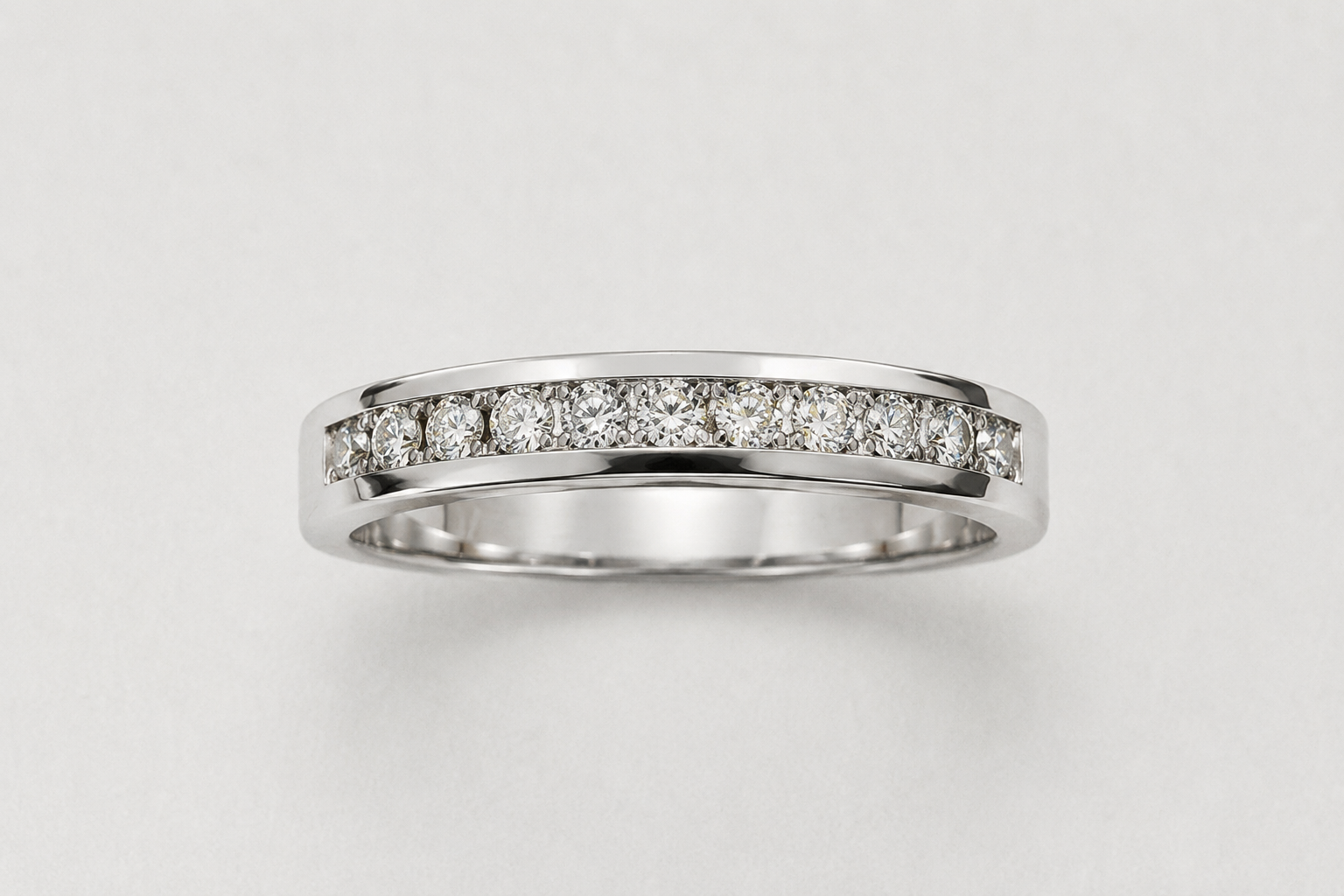 14K Gold with Natural Diamond Channel Set Wedding Band with 0.25 ct