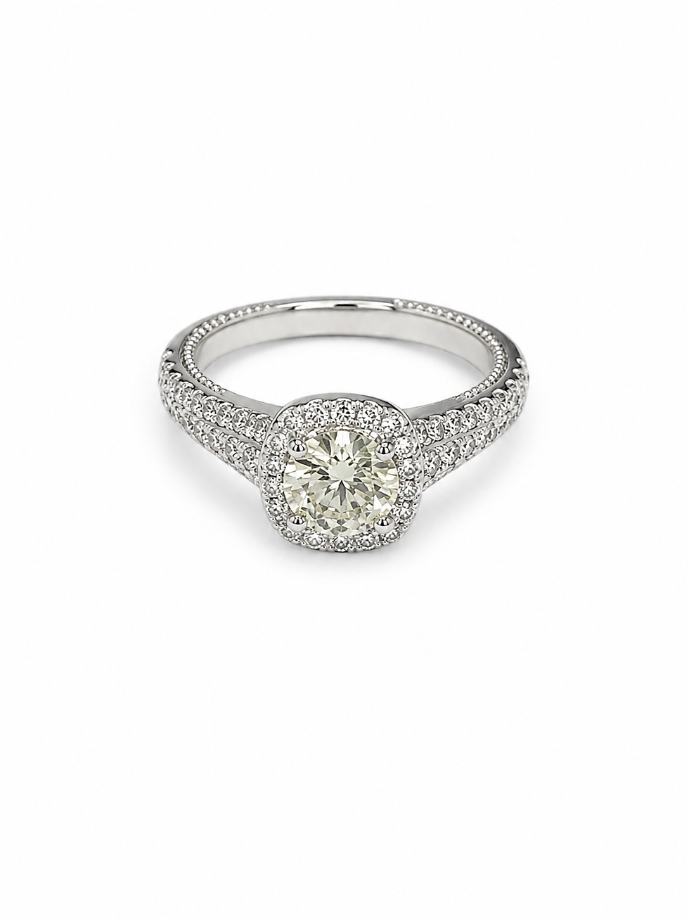 Thumbnail: 14K Gold Engagement Ring with 1.32 CT of Natural Diamonds center 0.80 ct