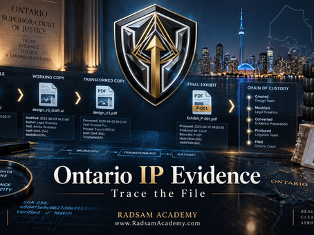 Radsam Academy Ontario IP evidence visual tracing file provenance and chain of custody.