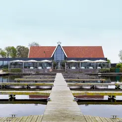 Aan het water Giethoorn restaurant Villa Bodelaeke.  Giethoorn Horeca