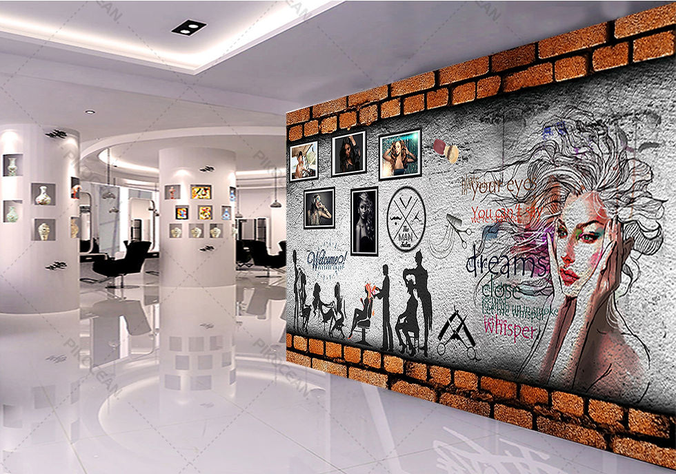 Küçük resim: Bayan Baber Duvar Kağıtları | 3 Boyutlu Bayan Kuaförü Duvar Kağıtları