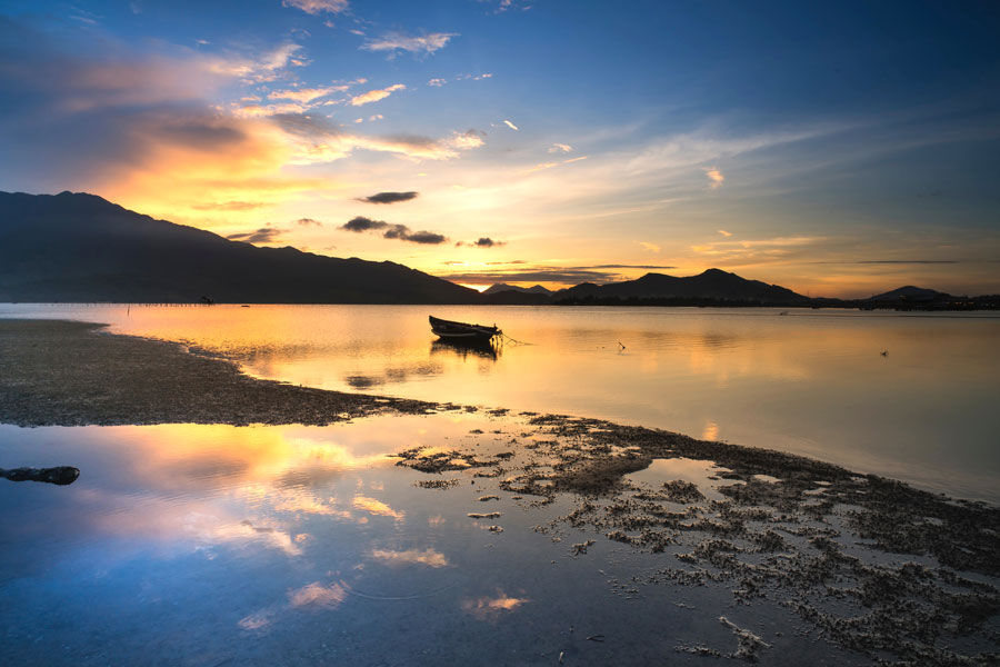 Gün Batımı Gökyüzü Duvar Kağıtları | 3D Ufuk Manzaralı Deniz Duvar Kağıdı