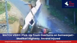 WATCH VIDEO | Pick-Up Truck Overturns on Somwarpet–Madikeri Highway, Several Injured