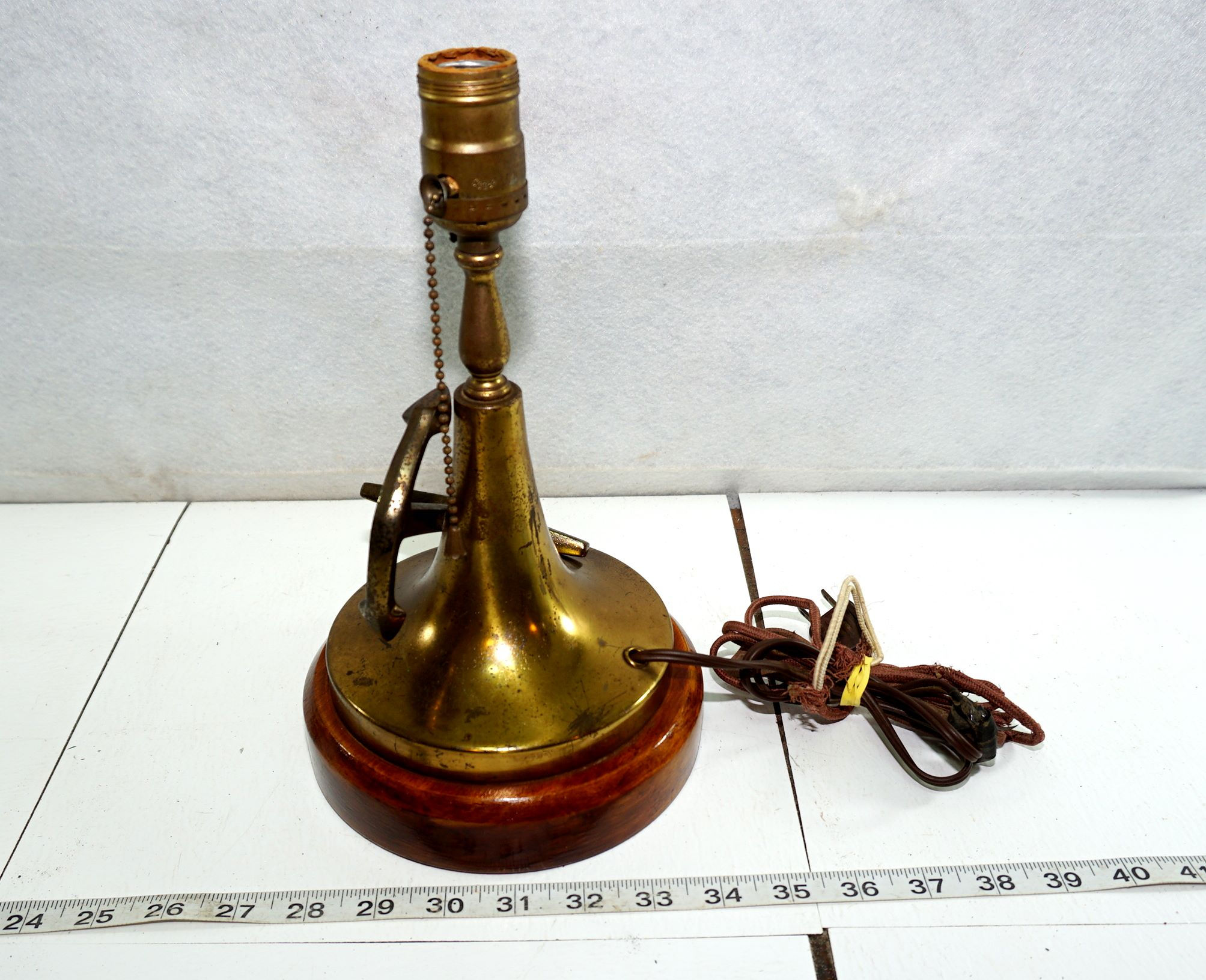 Folk Art Lamp Base Naval Motif