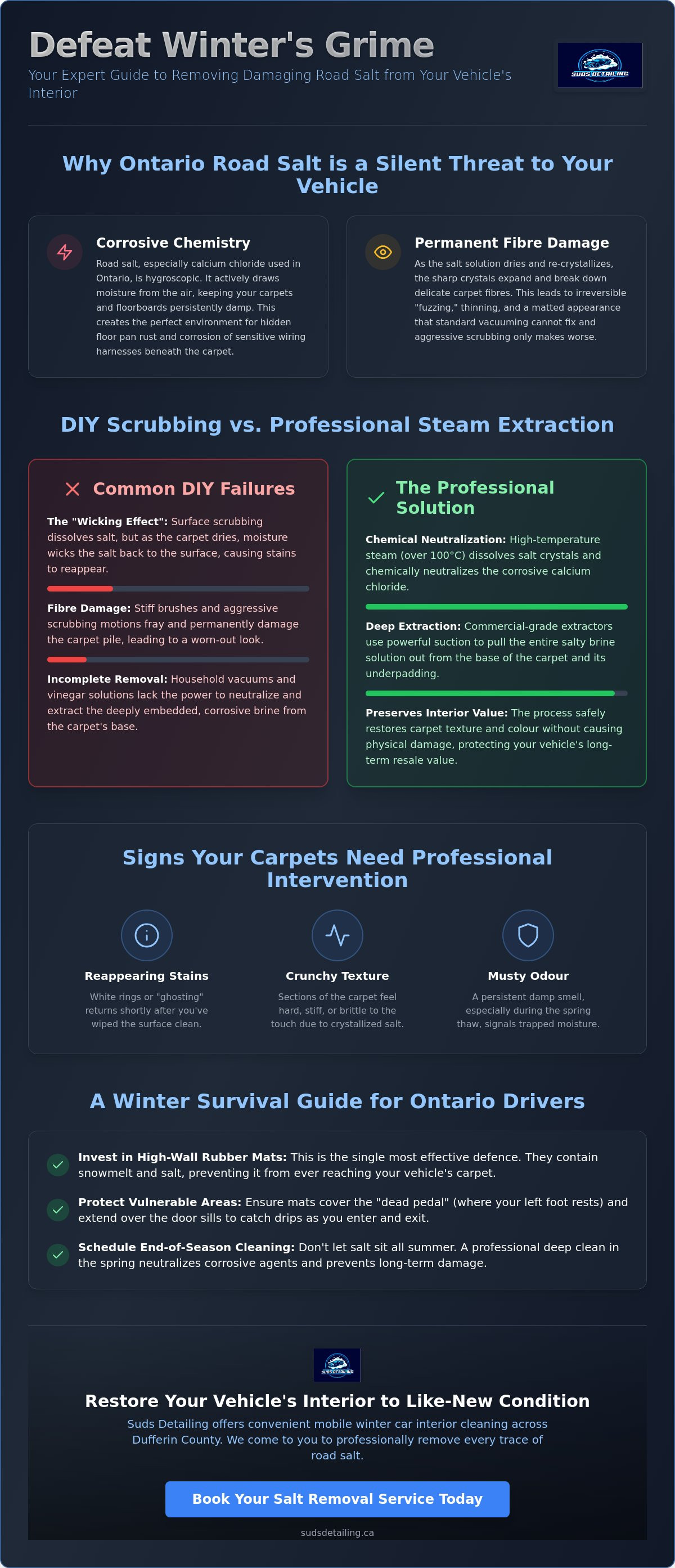 Winter car interior cleaning Dufferin County