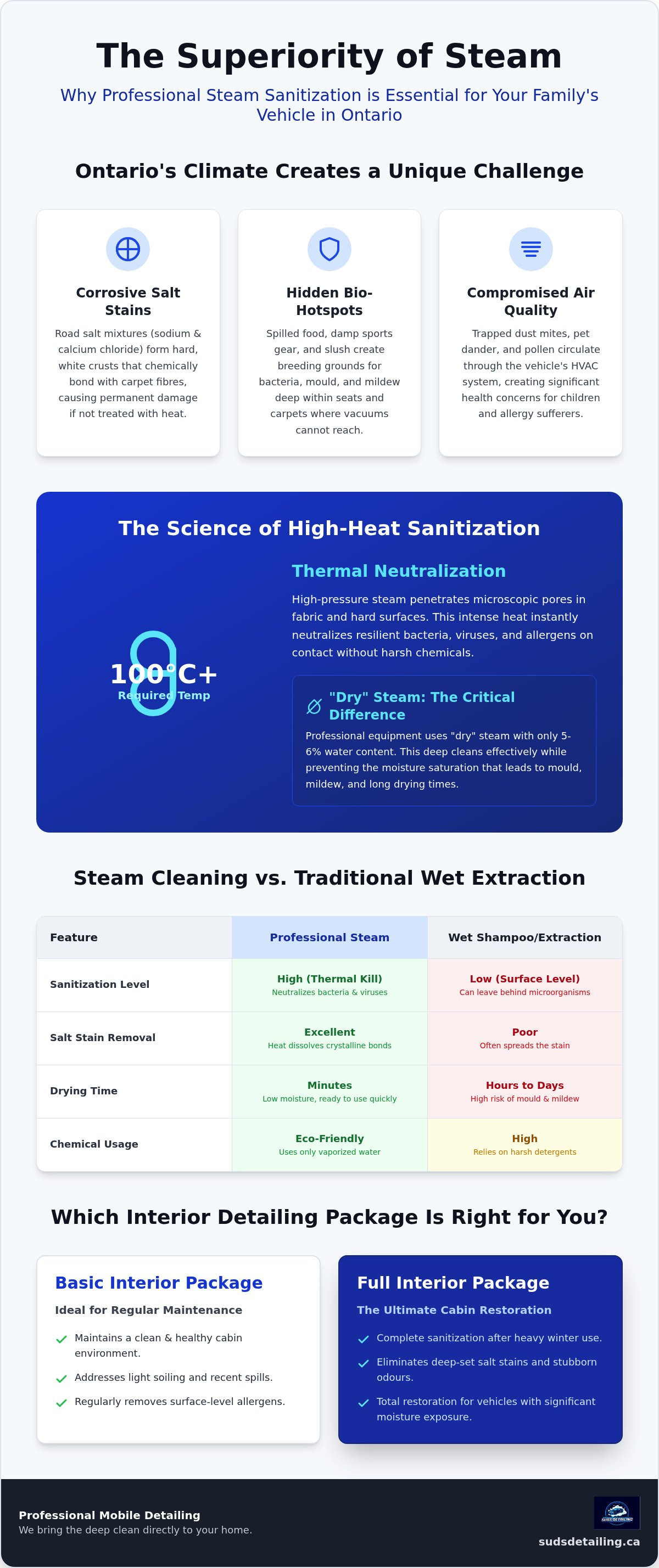 Family vehicle steam cleaning Ontario
