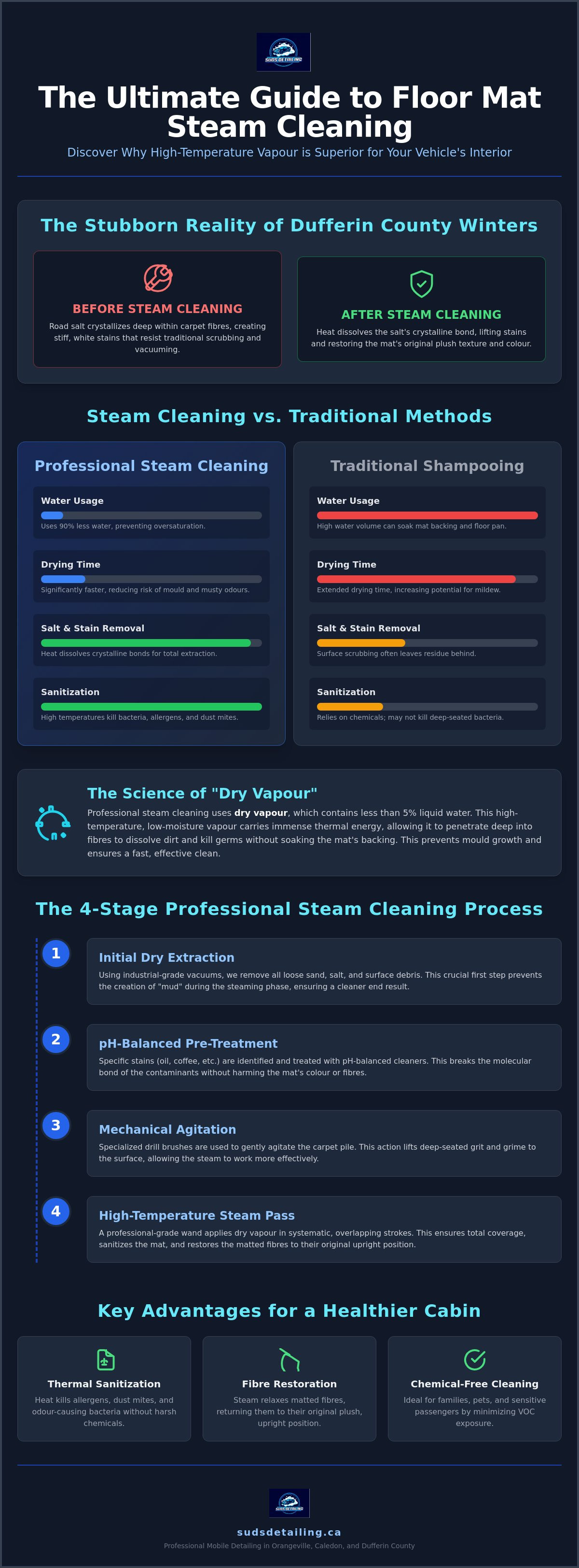 Car floor mat steam cleaning