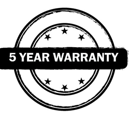 Helios5 year Warranty - Black with white text and badge