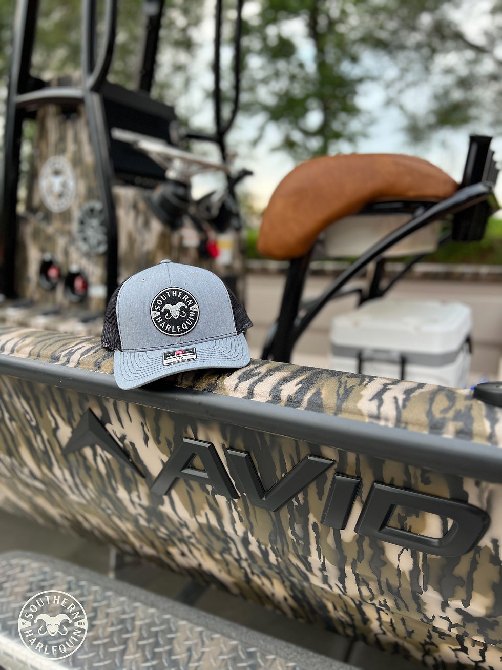 Thumbnail: Southern Harlequin Black Leather Patch Hat -Heather/Black