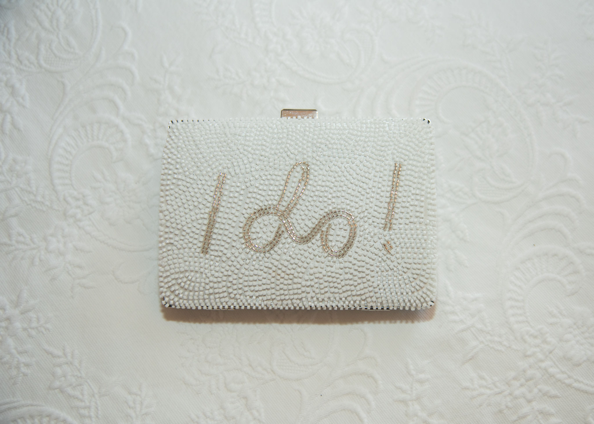 The I Do White & Silver Clutch
