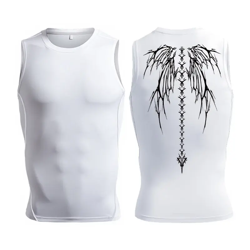 Miniature : Back Print Compression Tank Tops for Men Summer Athletic Quick Dry