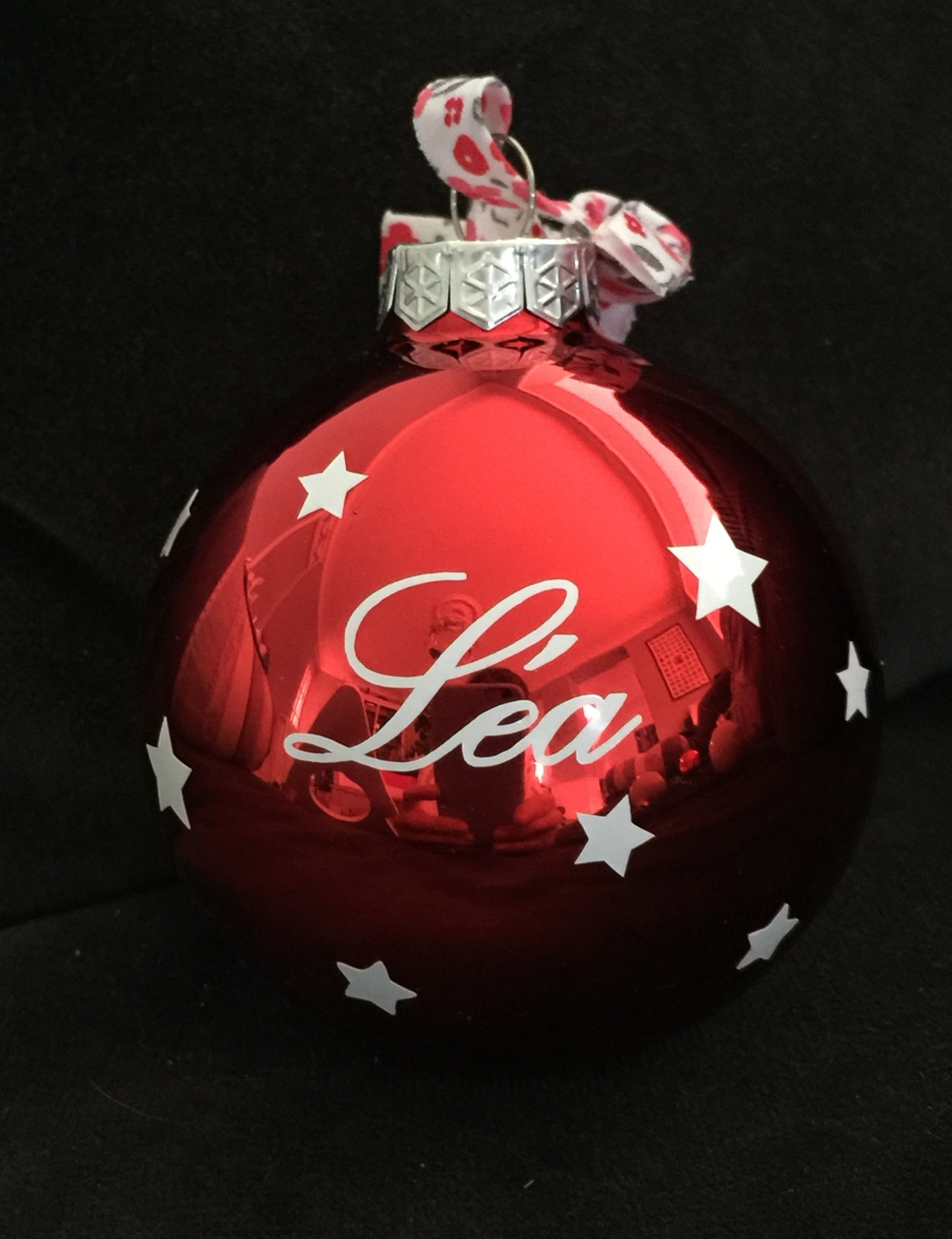 Boule De Noël Rouge Prénom à Personnaliser