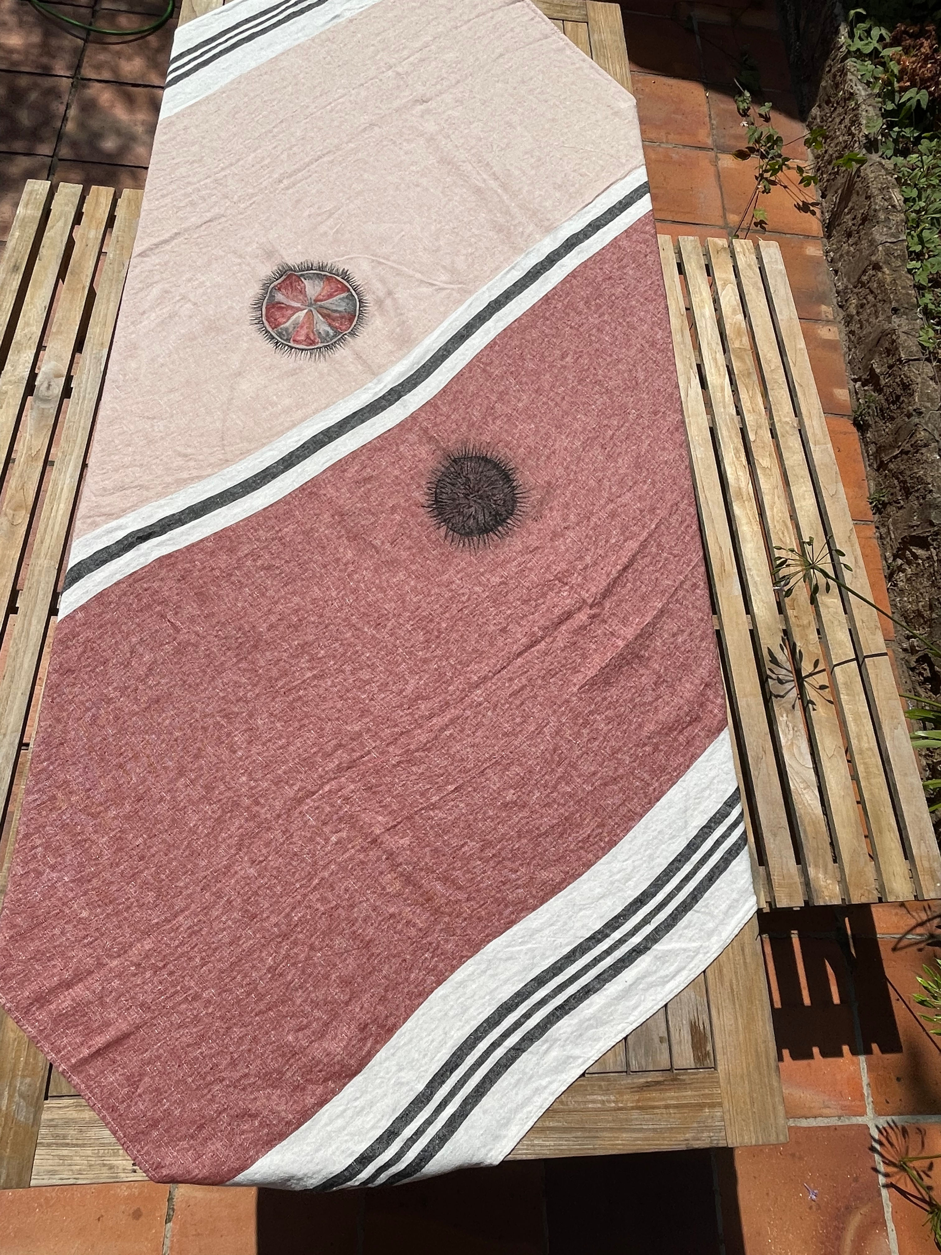 nappe en lin oursins