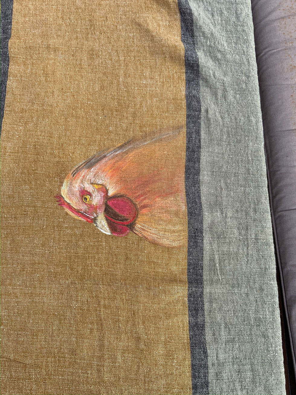 Miniature : Nappe en lin trois couleurs Coqs