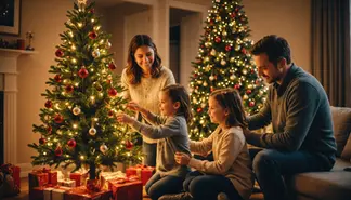 Joy and fun activities around the Christmas tree