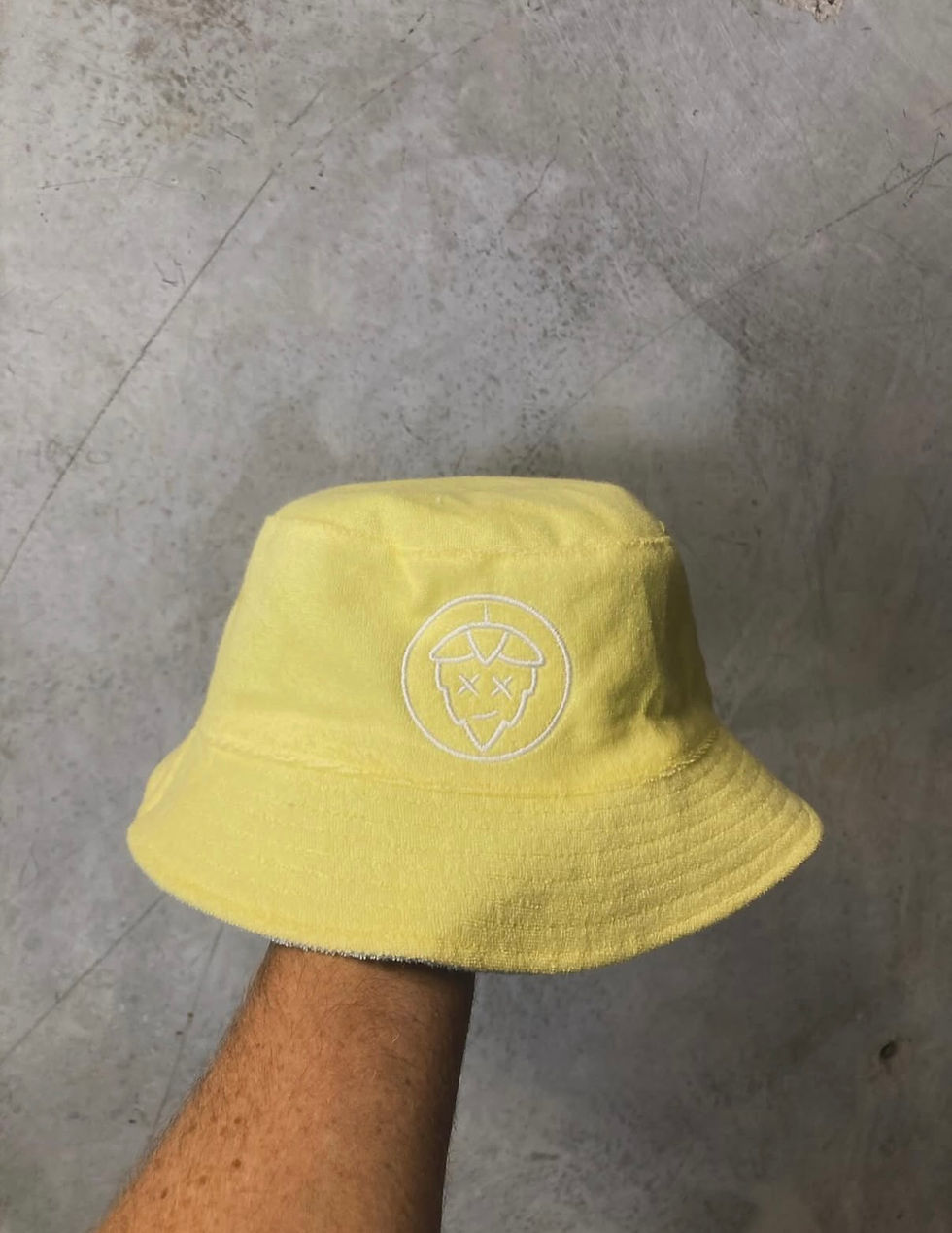 Thumbnail: REVERSIBLE! TERRY BUCKET HAT - NOUGAT + CREAM or LEMON + SEA BLUE