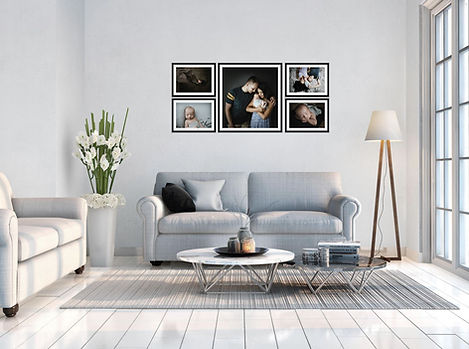 living room showcasing how to display your maternity and newborn images