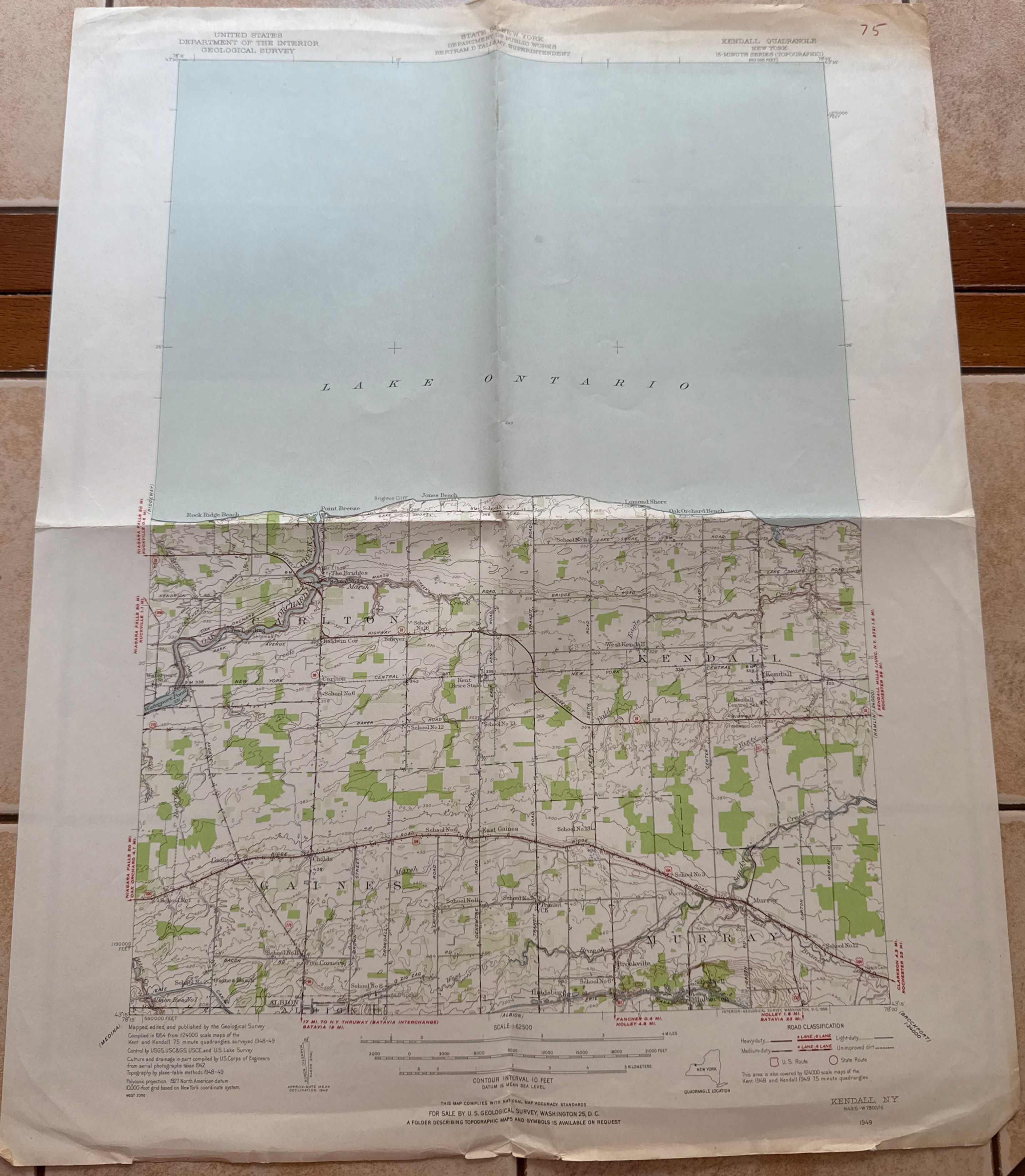 Kendall, New York Topographic 1949 