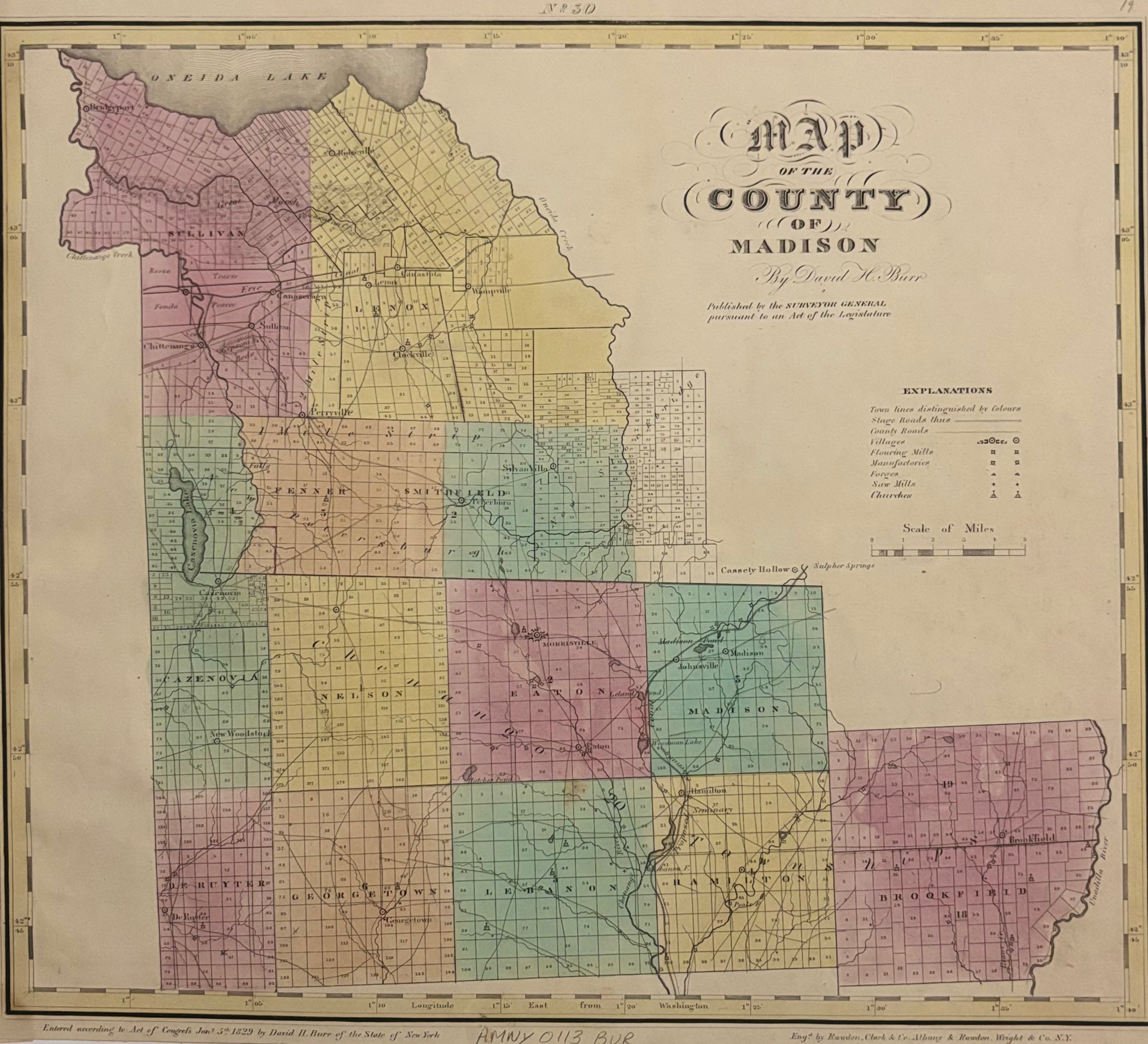 “Map of the County of Madison” by David Burr, 1829