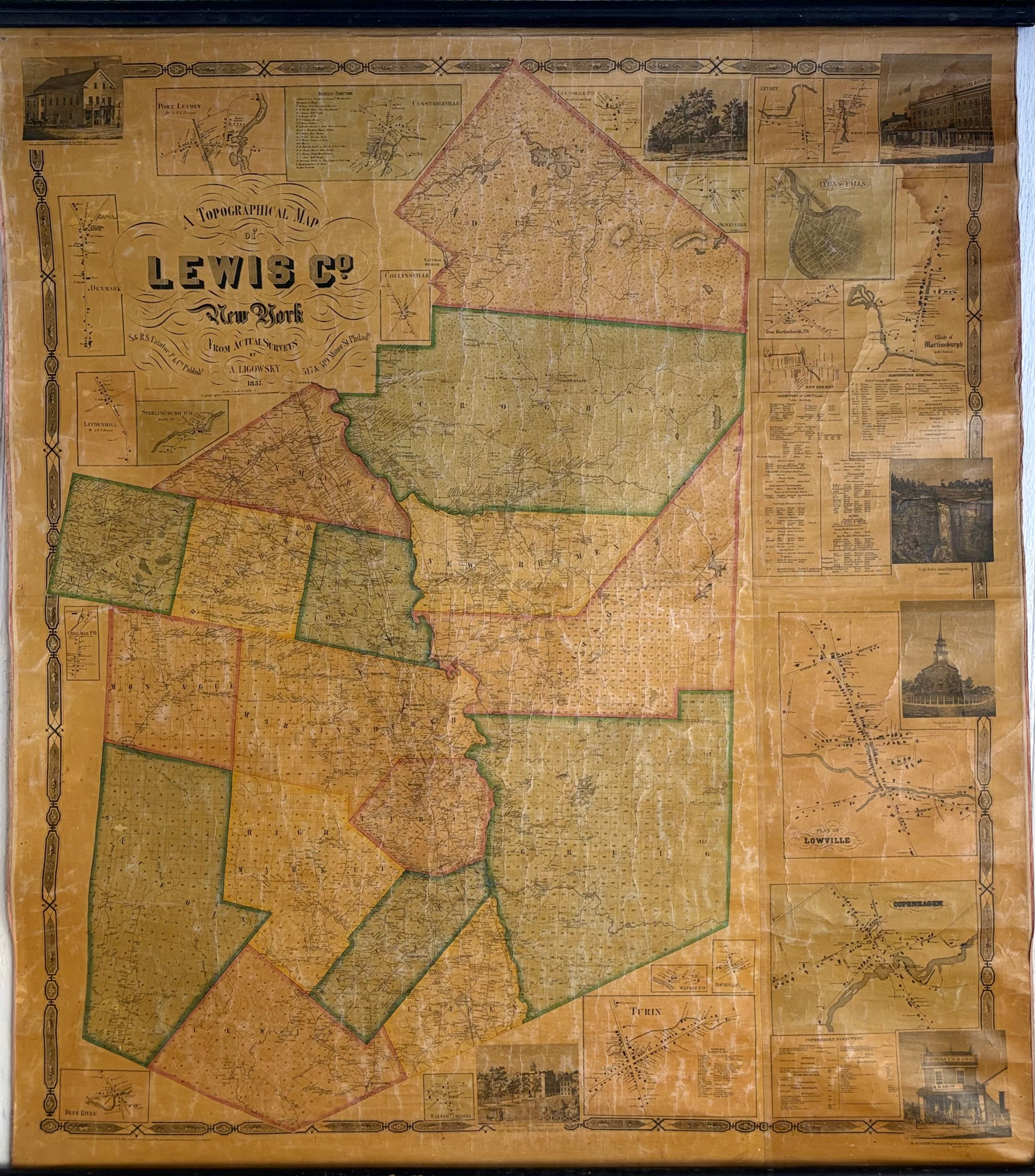 “A Topographical Map of Lewis County, New York” by A. Ligowsky, 1857