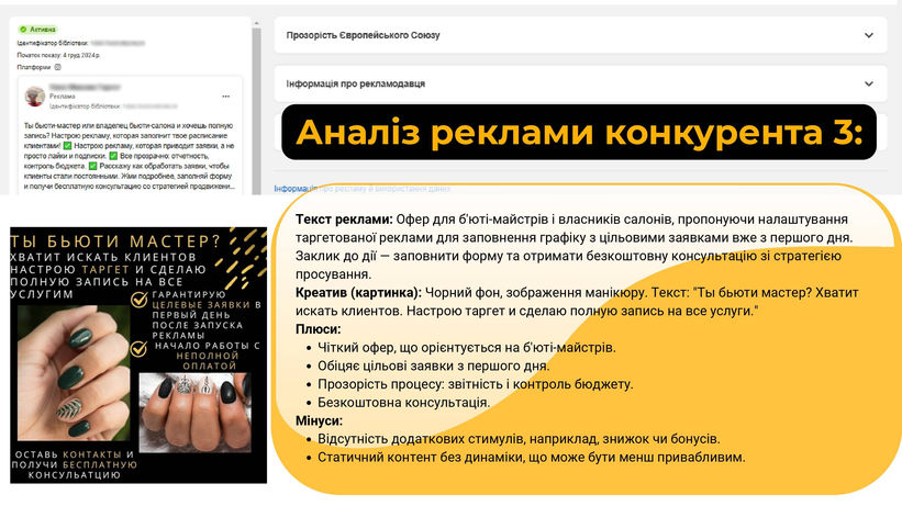 Аналіз конкурента 3 SMM таргетинг, тестовий кейс Польща.