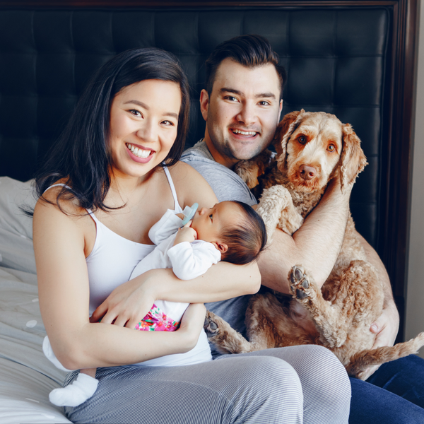 family, newborn, puppy, pet