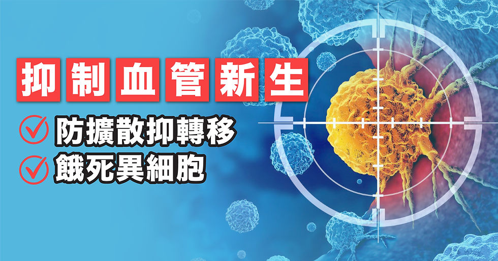 若能抑制變異細胞的血管新生,就能有效地抑制其轉移與擴散,變異細胞也會因缺乏營養而「餓死」