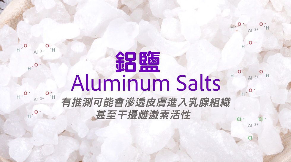 止汗劑的主要成分之一是鋁鹽(Aluminum Salts),其作用是暫時堵塞汗腺,減少汗液分泌。
