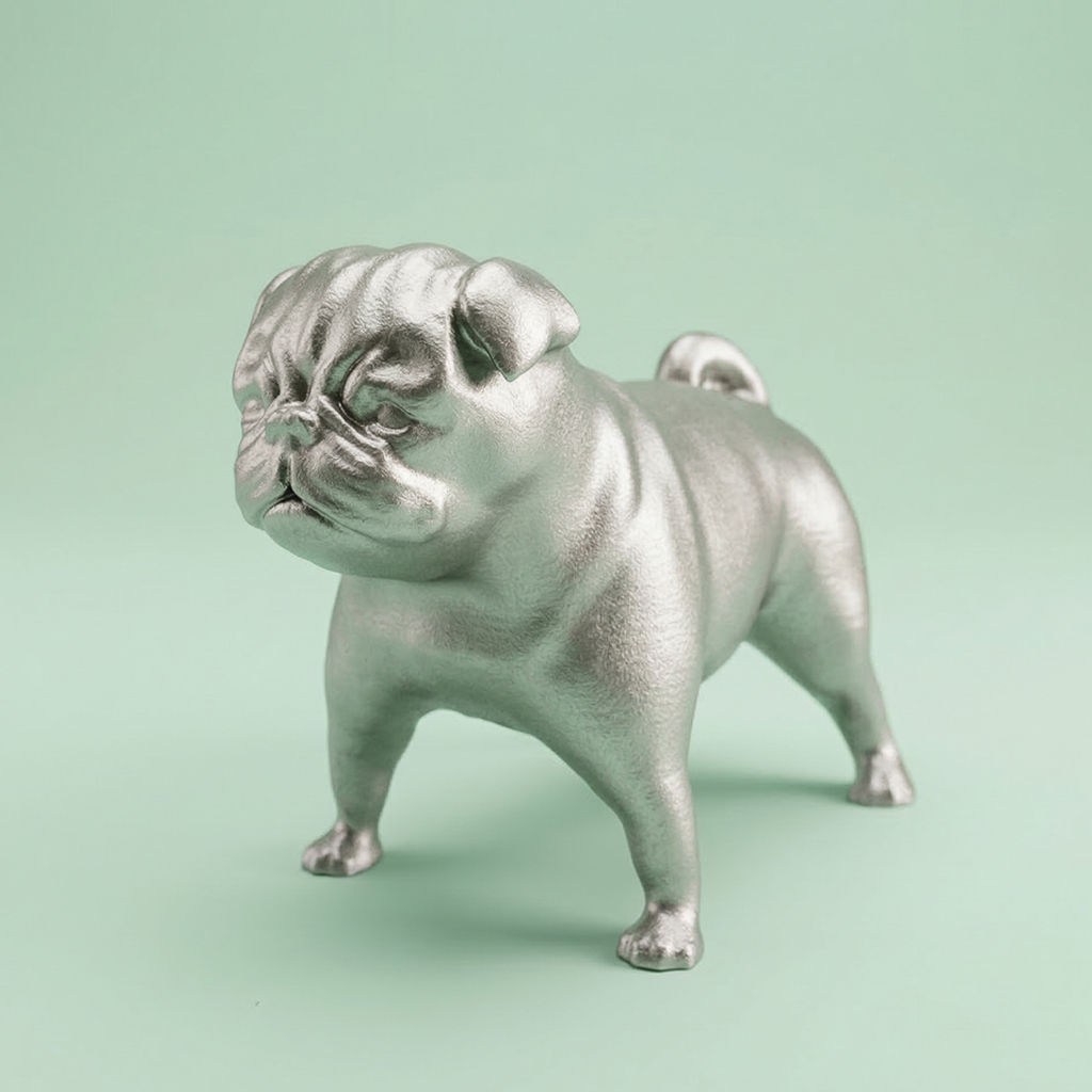 Pug Heykeli | Gümüş