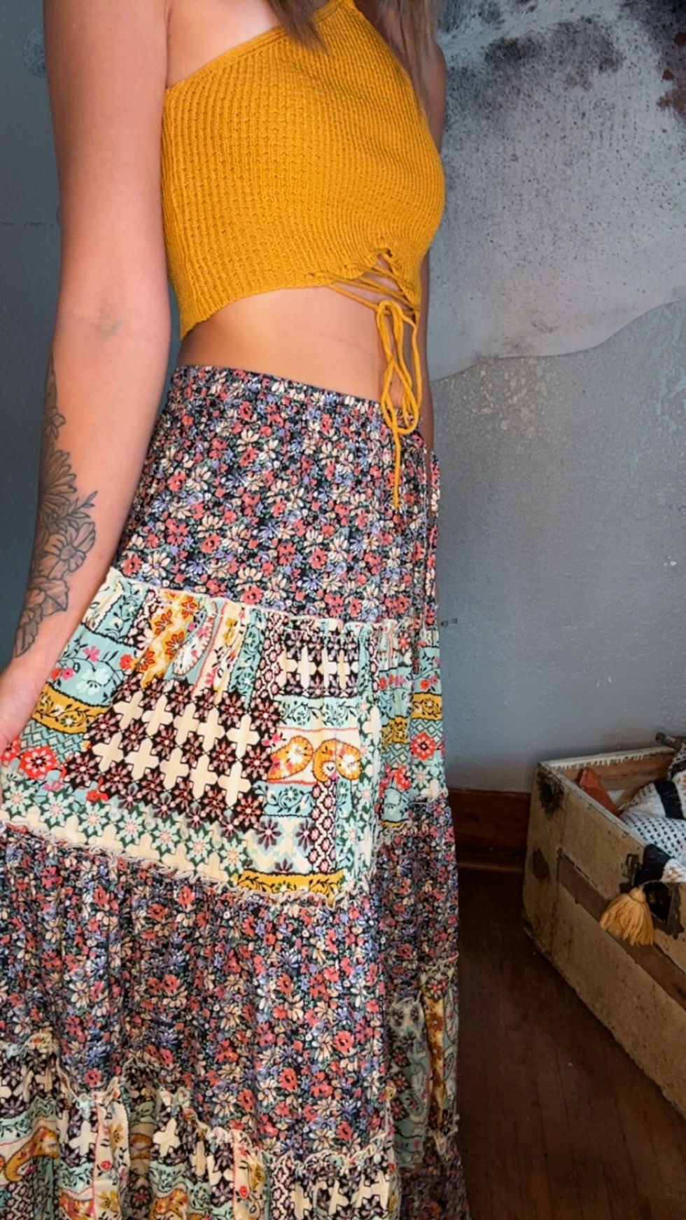 Thumbnail: Floral Patchwork Boho Maxi