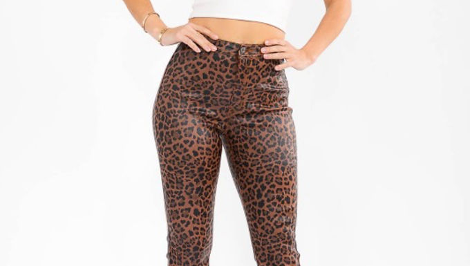 JC & JQ Leopard Print Coated Jeans