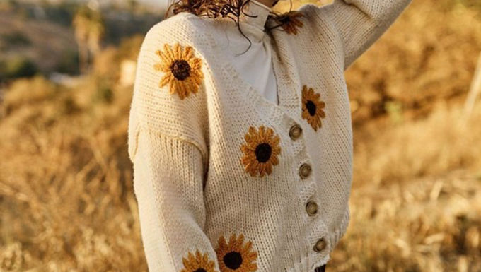 Sunflower Embroidered Cardigan