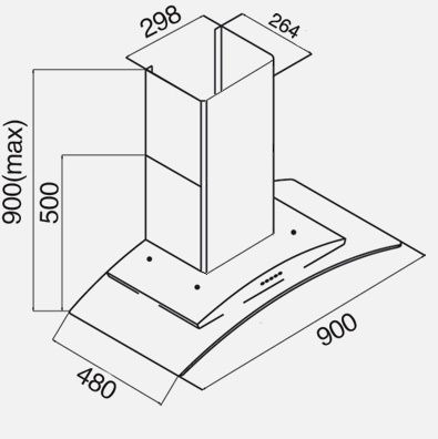Thumbnail: Wall Mount S/S Range Hood 900mm (Silent series)