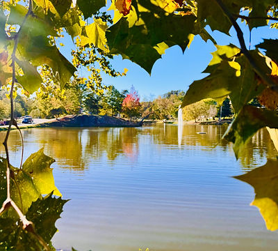 Lake Louise in Weaverville framed by autumn foliage