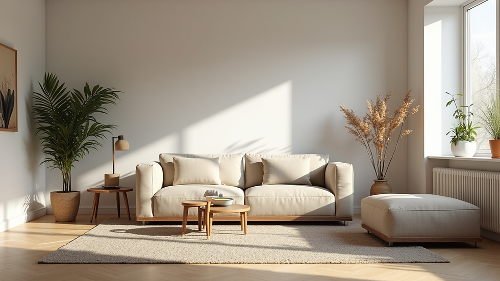 Eye-level view of a clean and decluttered living room ready for sale