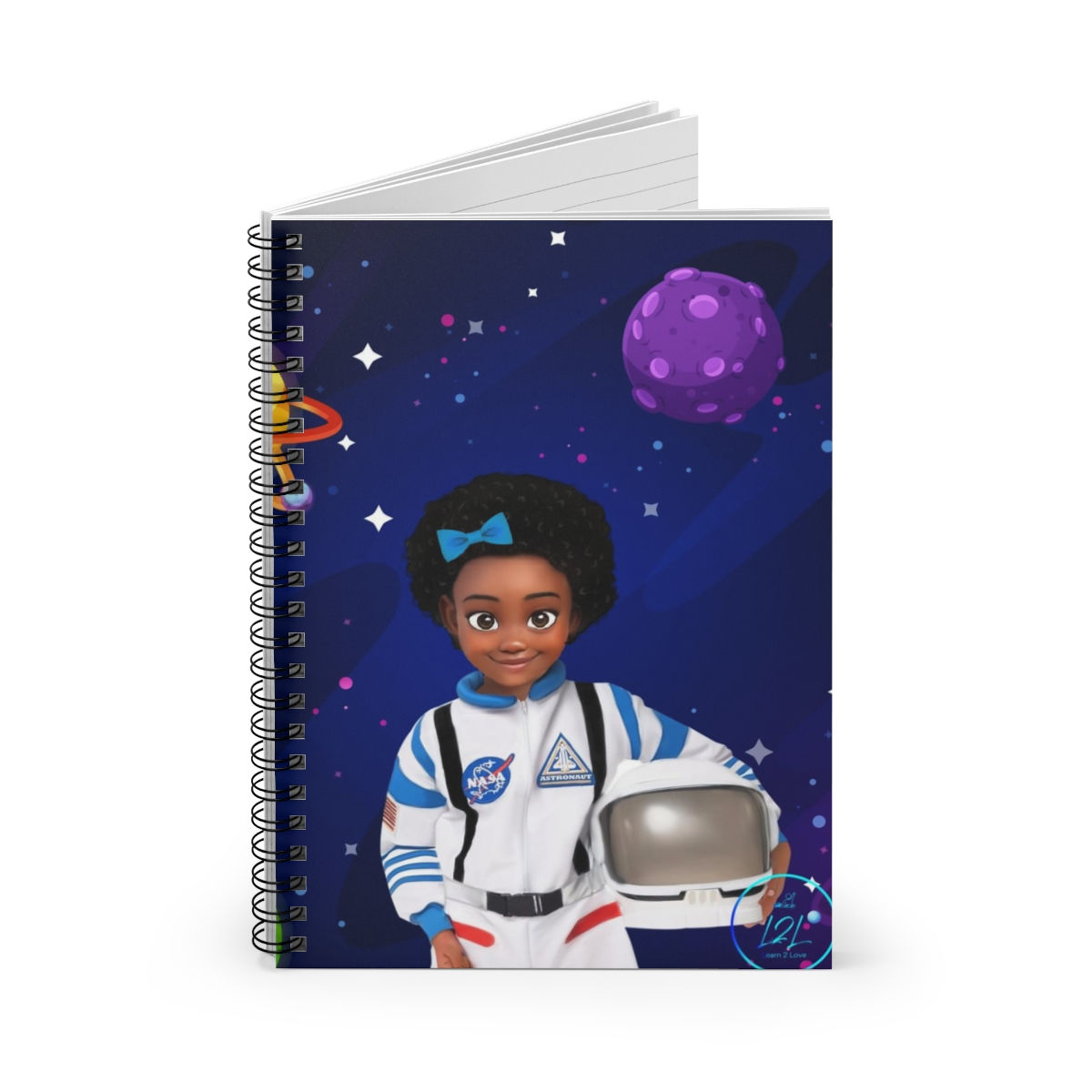 Cosmic Explorer Notebook - Space Astronaut Girl Afro