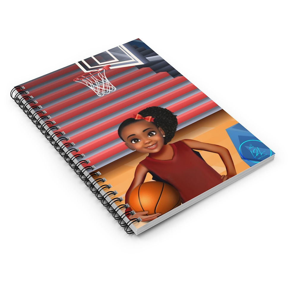 Thumbnail: Basketball Girl Side Ponytail Spiral Notebook - Ruled Line